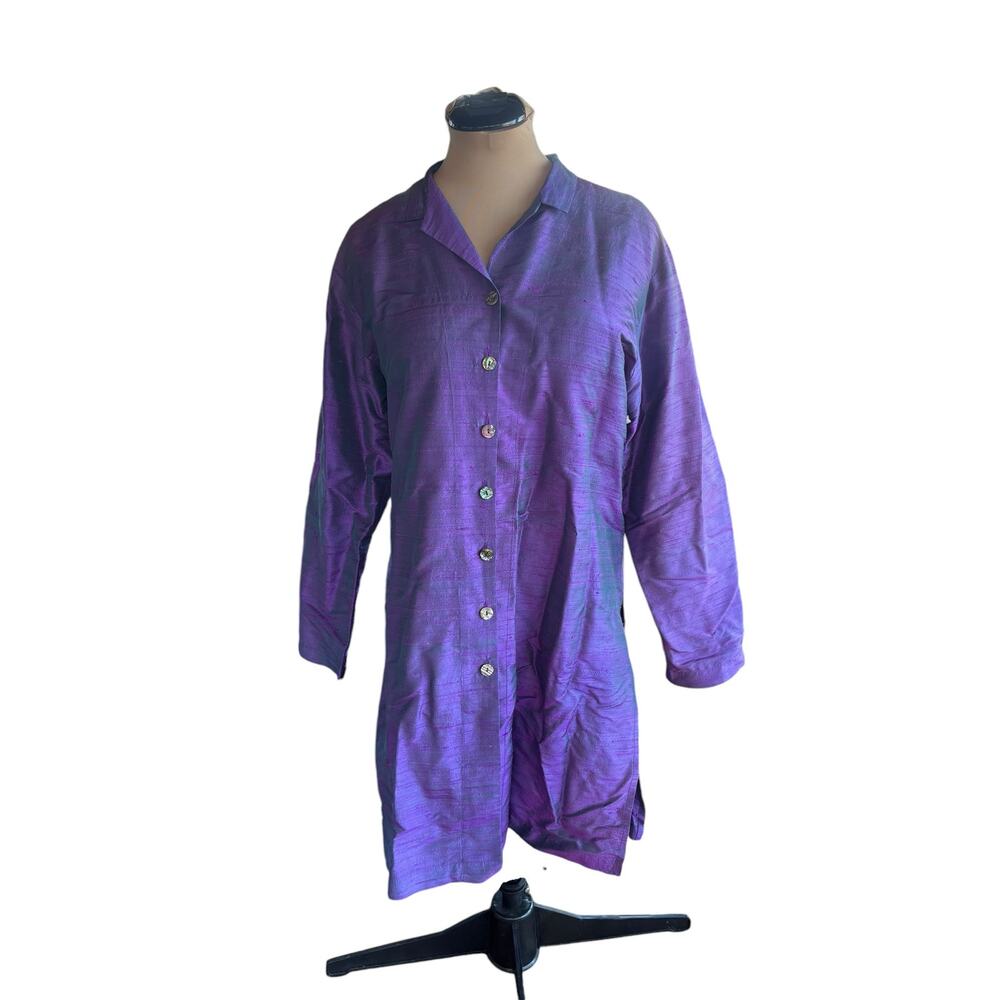 Oversized Silk Taffeta Button-up Jacket - Purple, Luxury, Office, True Vintage